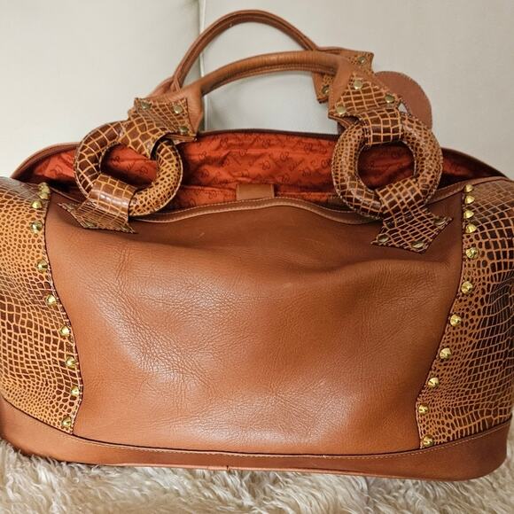 Leather Weekender Overnight Satchel Duffel Bag - Picture 13 of 14